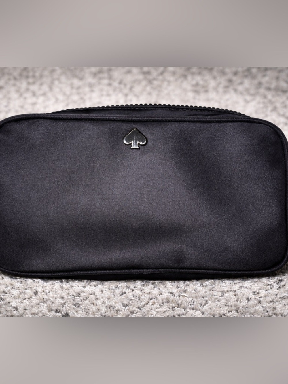 Kate Spade Black Nylon Cosmetic Bag Travel Makeup Pouch Zip Case